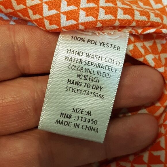 Lulumari Size M Orange and White Flowy Tank Top - Picture 7 of 8